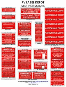 40 Premium UV Resistant Solar PV Safety Warning Photovoltaic System Labels - Picture 1 of 1