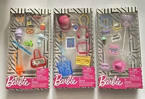 Barbie Moda Accesorio Pack Lote de 3 Fashionista Boom Box Cumpleaños Fin de Semana Etc - Imagen 1 de 2