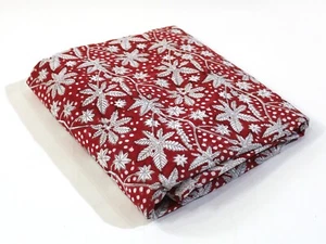 20 Yard Red White Floral Hand Block Printed Cotton Fabric Dressmaking Fabric - Picture 1 of 11