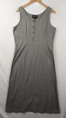 Vestido midi vintage años 90 requisitos mujer mediano mezcla lino oliva minimalista Foto 1 de 4