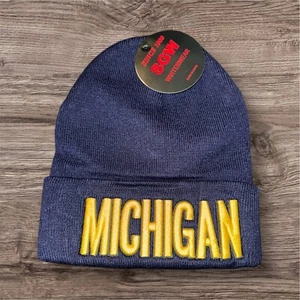 Michigan Wolverine Winter Toboggan Beanie Hat Blue/Yellow NWT - Picture 1 of 1