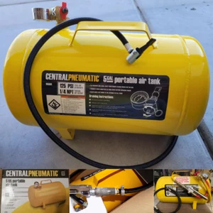 5 Gallon Portable Air Tank Steel With Pressure Gauge Carry Handle Tire Hose - Picture 1 of 8