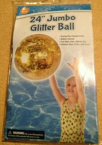Gold Glitter 17½" Jumbo Beach Ball~NEW~Age 3+~Inflatable Swim 24" Water Toy - Picture 1 of 4