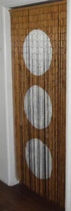 Triple White Circles Natural Bamboo Beaded Curtain Beads Window Doors Divider - Picture 1 of 8