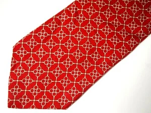 Cravatta uomo Brooks Brothers Makers maglia catena oro rosso geometrica 58" carriera - Foto 1 di 4