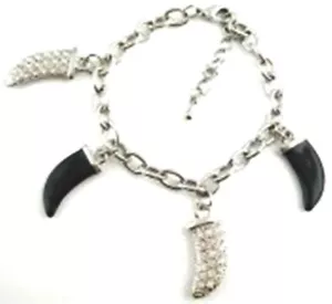 Bracciale mendicante argento/nero denti 17-22 cm - Foto 1 di 1