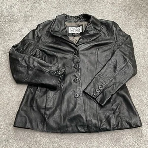 Pelle Studio Wilsons Leather Blazer Jacket Coat Womens XL Black Lined Classic - Picture 1 of 15
