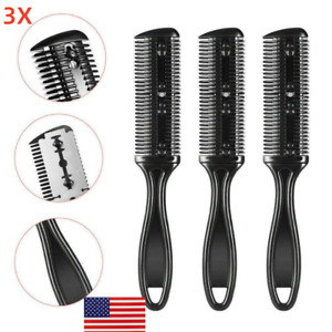 3Pcs Hair Thinning Cutting Trimmer Razor Comb With Blades Hair Cutter Comb Top