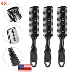 3Pcs Hair Thinning Cutting Trimmer Razor Comb With Blades Hair Cutter Comb Top. - Picture 1 of 12