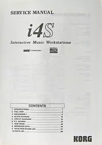 Korg i4S Workstation Sintetizzatore Tastiera Manuale di Servizio Originale Libretto, 1994 - Foto 1 di 1