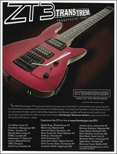 Anuncio de guitarra sin cabeza Steinberger ZT3 Trans Trem 2009 anuncio impresión 8 x 11 - Imagen 1 de 3
