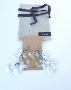 Lee Angel Women's Lucite Princess Round 6 Stone Link Drop earrings NWT 110 - Picture 1 of 11