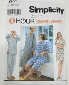 Pigiama uomo Simplicity 9391 Misses camicia da notte modello cucito tg L XL - Foto 1 di 3