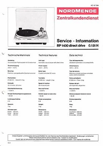 Service Manual-Anleitung für Nordmende RP 1400  - Picture 1 of 1