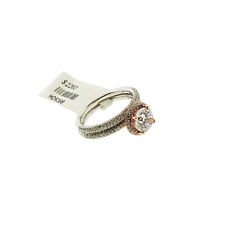 Hidalgo .68ct diamond 18K White & Rose gold engagement & Wedding ring set