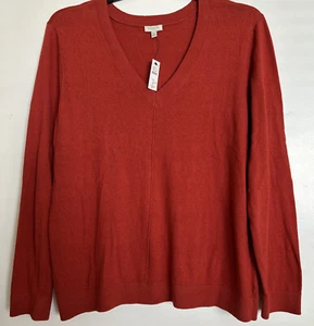 NEW! Talbots Women's V Neck Lightweight Sweater Sz XL ~ Rust Color - Picture 1 of 10