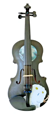 Owl  Black 1/4 Violin Outfit, crystal fine tuners - Image 1 of 4