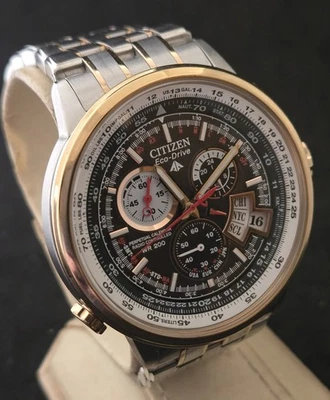 Men's Citizen Eco Drive Chronograph World Time RC Watch.FREE SHIPPING. - Image 1 of 4
