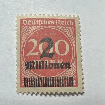 Sello sobreimpreso de la República de Weimar Imperio Alemán 1923 2 molinos en 200 marcos EX/COMO NUEVO Foto 1 de 2