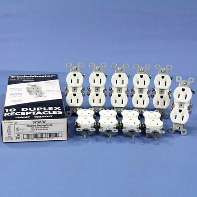 10 Pass & Seymour White Receptacles Duplex Outlet 15A 125V NEMA 5-15R 3232-W - Image 1 of 4