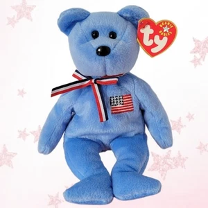 ⭐️️ AMERIKA (blau) ⭐️ 2001 TY BEANIE BABYS Patriotischer Bär 🇺🇲 Neu mit Etikett - Bild 1 von 6