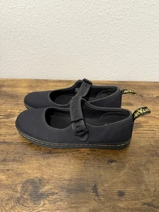 Dr Martens Shoes Womens 9 Carnaby Mary Jane Comfort Buckle Flats Black Fabric - Picture 1 of 9