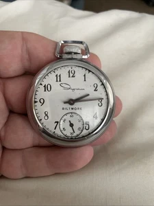 Ingraham Biltmore Taschenuhr ~50mm - läuft - Chromgehäuse - Vintage USA - Bild 1 von 14