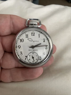 Reloj Bolsillo Ingraham Biltmore ~50mm - Funcionamiento - Estuche Cromo - De Colección EE. UU. Foto 1 de 4