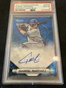 BLUE Color Match 💙/25 2023 Bowman Sterling GABRIEL MARTINEZ Auto PA-GM PSA 10 - Picture 1 of 4