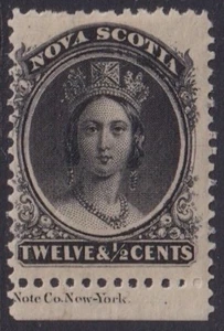 CANADA (NOVA SCOTIA) Sc#13 MNH QUEEN VICTORIA 12-1/2¢ BLACK - Picture 1 of 1