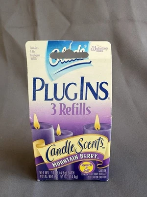 GLADE PlugIns 3 Refills Candle Scents MOUNTAIN BERRY Discont 1996 Vtg Air Fresh - Image 1 of 4