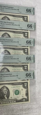 2017-A $2 San Francisco Star PMG 66 EPQ — Sequential 5-Note Set Scarce Note Set - Image 1 of 4
