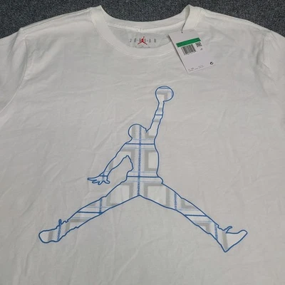 Camiseta Jordan Para Hombre Extra Grande Blanca Azul Gráfica Jumpman Nike Air XL *DEFECTO* Foto 1 de 4
