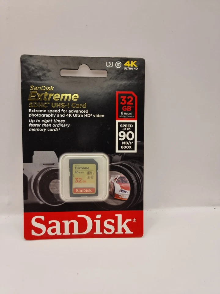 SanDisk Extreme Plus 32GB SDHC Memory Card 90MB/s 4K ,UHD-1 Class 10, U3, V30 - Image 1 of 1