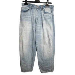 Blank NYC The Franklin Ribcage Wide Leg Jeans Sz 31 Light Wash Whiskering READ - Picture 1 of 17