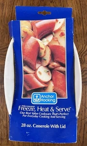 Anchor Hocking Freeze Heat & Serve Microwave 28oz Casserole Dish w/ Lid New Vtg - Picture 1 of 4
