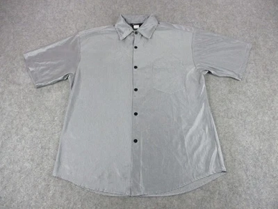 Vintage Anchor Blue Shirt Mens Large Metallic Button Up Made USA Retro 90s - Image 1 of 4
