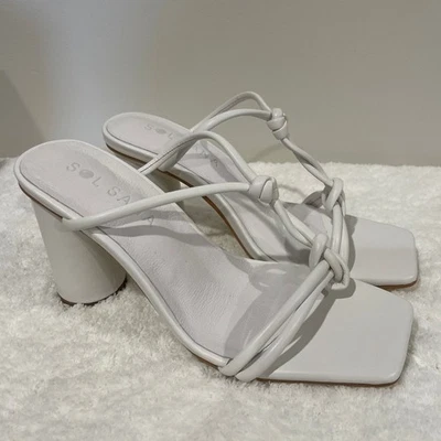 全新 Sol Sana Kirsten 一脚蹬 结结 吸血鬼 圆形方跟穆勒鞋 白色 36/5  — 第 1/4 张图片