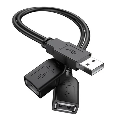 Cavo Sdoppiatore USB Doppio Maschio Femmina Y Splitter per Pc e Dischi Esterni  - Immagine 1 di 4
