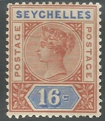 Seychelles Británicas 1892 ☀ Castaño/Ultramarino 16c Die II como nuevo SG14 ☀ MH Foto 1 de 2