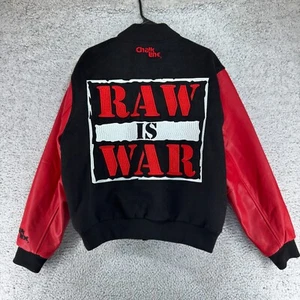 Chalk Line WWE Raw Is War Retro Snap Varsity Jacket Black Red WWF Men's Size M - Picture 1 of 11