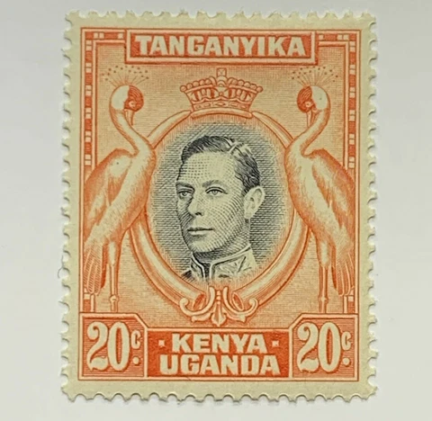 1941 BRITISH KUT 20C MH OG STAMP #74D PERF 14 KING GEORGE VI GREY CROWNED CRANE Cover