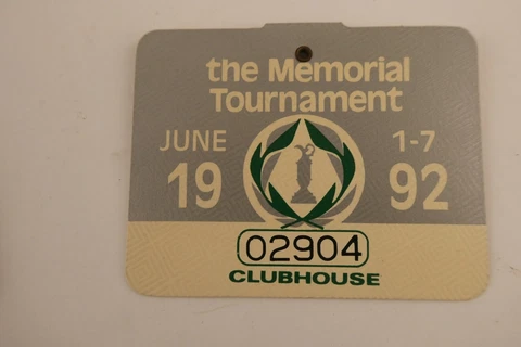 1992 Memorial Day Tournament Clubhouse Ticket Badge Pin David Edwards Winner Cover