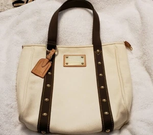 AUTHENTIC LOUIS VUITTON Antigua Cabas MM Ivory & Brown, Excellent pre-owned cond - Picture 1 of 12