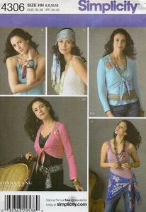Donna Lang Accessories Wrap Top Belt Scarf Sewing Pattern Simplicity 4306 OOP - Picture 1 of 2
