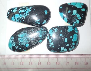 Turquoise Stone Flat Free Form Cabochon 200 Carat 4 pieces 40 gram Lot A - Picture 1 of 4