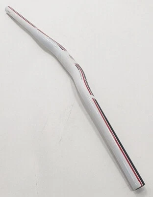 Mountain Bike Carbon Fiber Riser Handlebar 31.8 x 620mm, 140 Grams, White/Red - Image 1 of 4