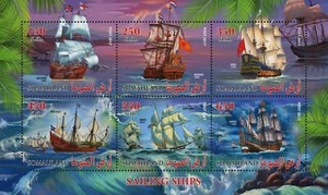 Sailing Ship Ocean Wave Transportation Souvenir Sheet of 6 Stamps Mint N - Picture 1 of 7
