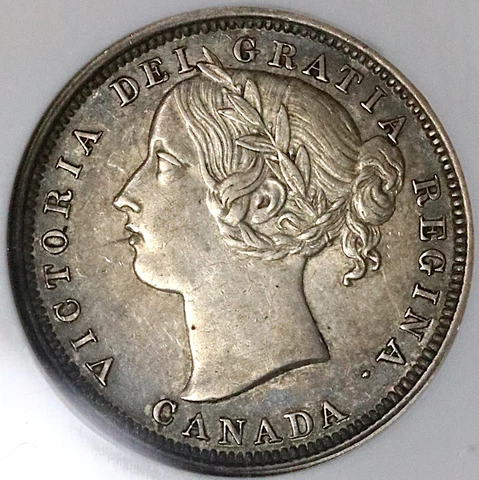 1858 NGC AU 50 Canada Victoria 20 Cents Silver Coin (22050102C) Cover