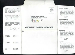 CANADIAN PACIFIC AIRLINES 1967 ANY COMMENTS ON OUR SERVICE? LETTER VANCOUVER - Picture 1 of 2